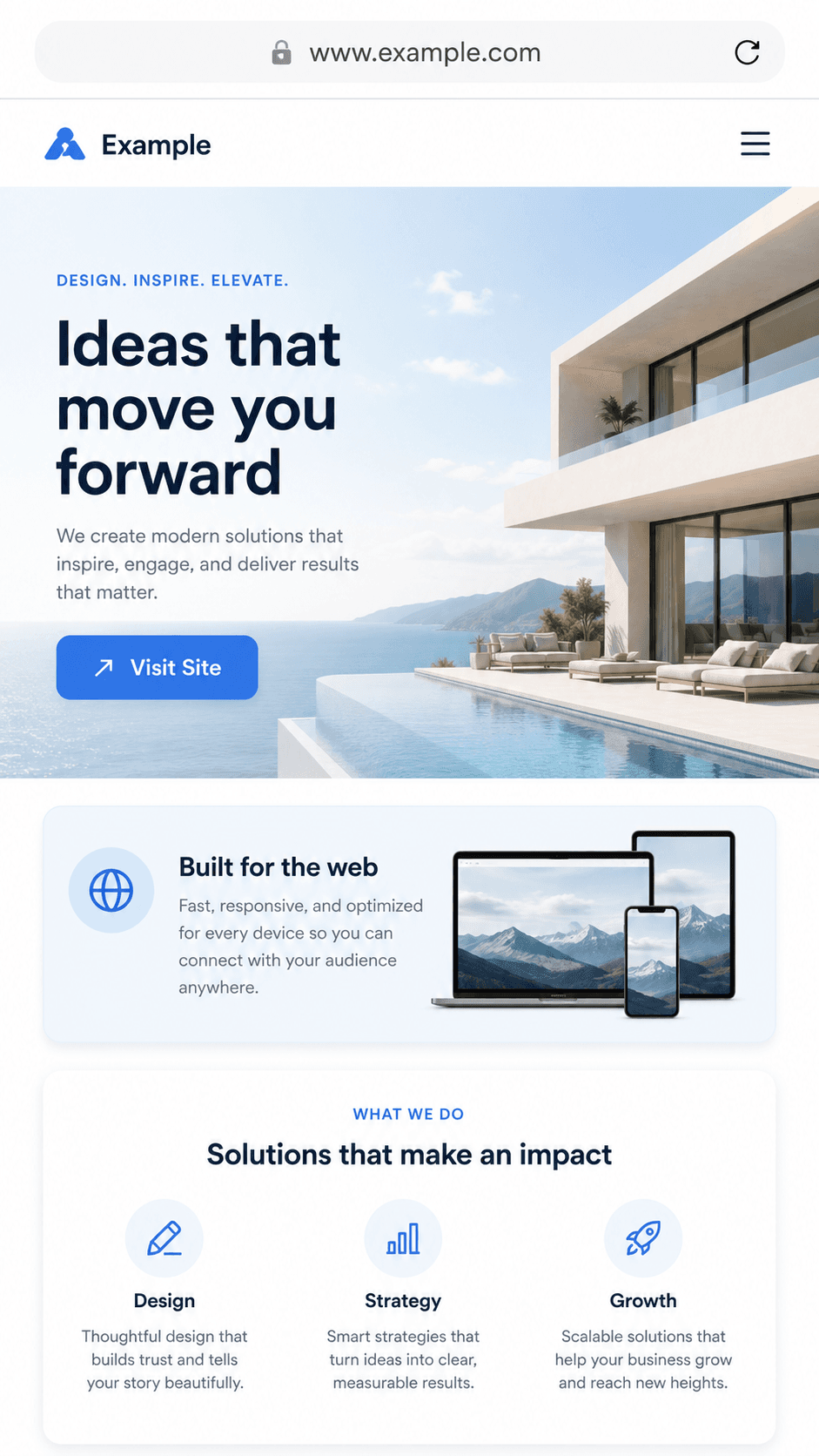 Website mobile destination preview